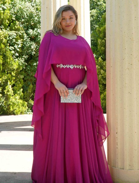 VESTIDO DE FIESTA CAPA JOYA