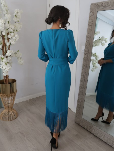 VESTIDO DE FIESTA FLECOS LISO 2